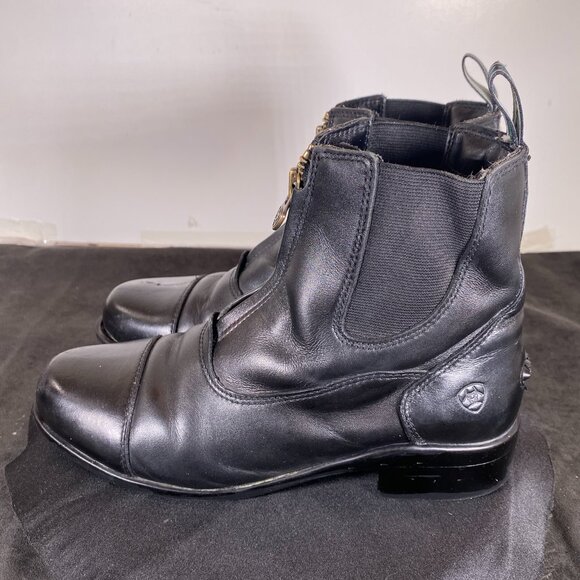 Women's Ariat, Size 4, Black Leather and Canvas Front Zip-up, Boots, - Picture 6 of 10